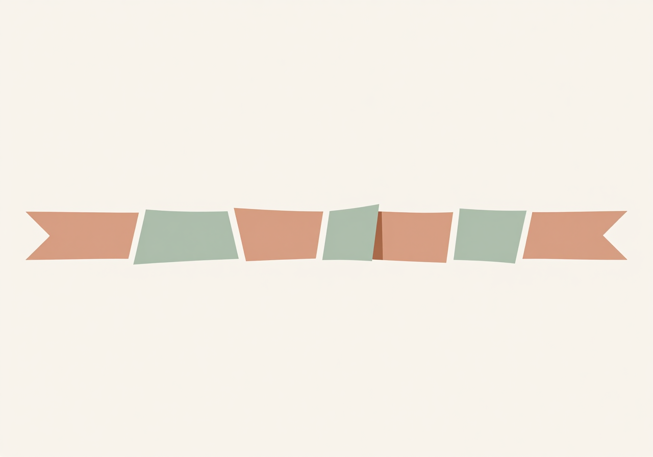 A long paper strip torn into uneven pieces and laid end to end in a row
